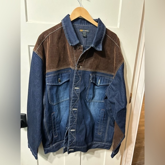 Men's Denim and Brown Jacket - Picture 6 of 6